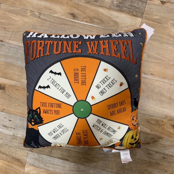 Isaac Mizrahi Fortune Teller Wheel Throw Pillow Halloween Decor Arrow Spins 18" - Picture 4 of 12